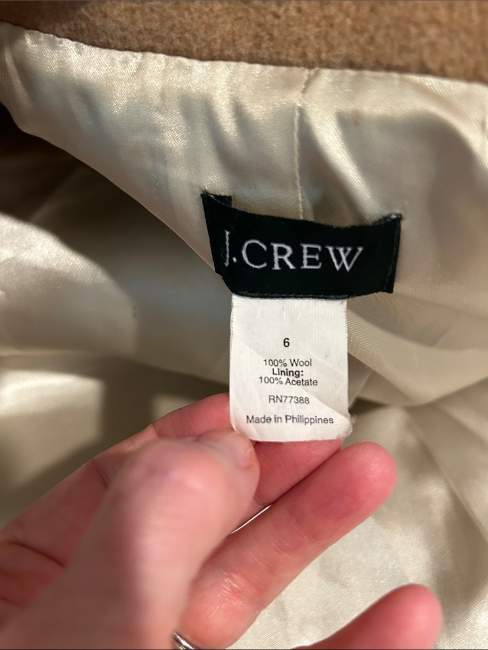 J. Crew Camel Wool-Blend Double-Breasted Pea Coat - Picture 6 of 8